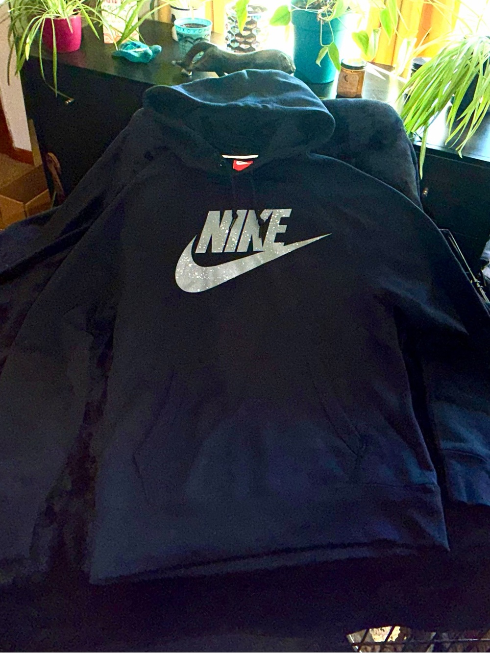 Women’s Nike Black Hoodie with Speckled Gray Swoosh